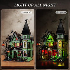 iATOM Haunted House black cats accentuate the spooky charm and collectible appeal.
