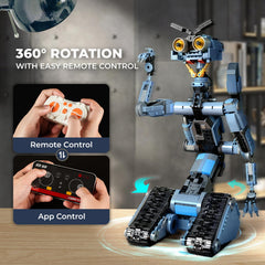 iATOM Johnny 5 building set image with assembly steps and instructions for guided construction
