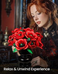 iATOM Red Poppy Bouquet with swinging petals adds dynamic flair to any table setting.