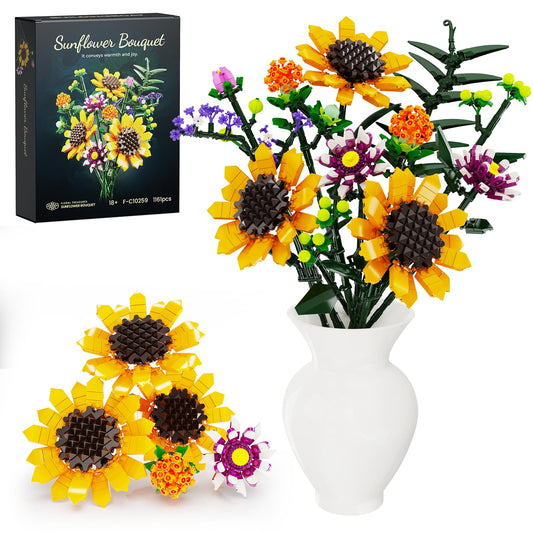 iATOM Sunflowers Bouquet building set ready for vibrant home centerpiece display