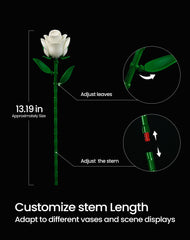 iATOM White Rose Bouquet Building Set: durable core for easy assembly