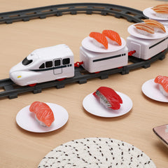 ibasenice Sushi Train plates sashimi set invites kids to role-play serving pretend sushi.
