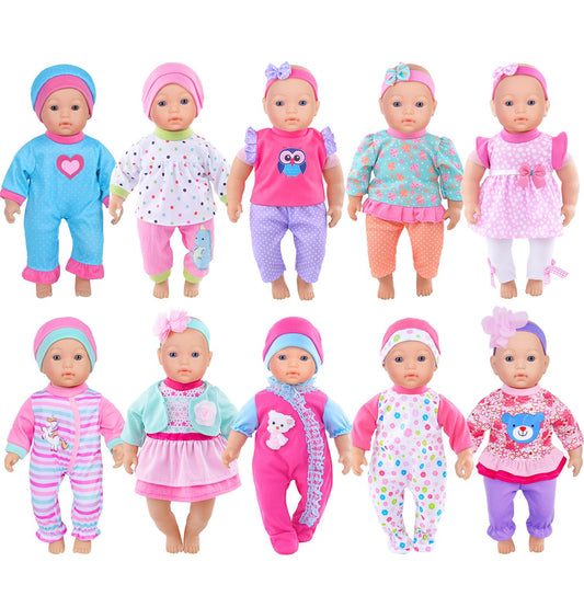 iBayda 10-sets doll clothes offer a ready wardrobe for 10/12/14-inch dolls.