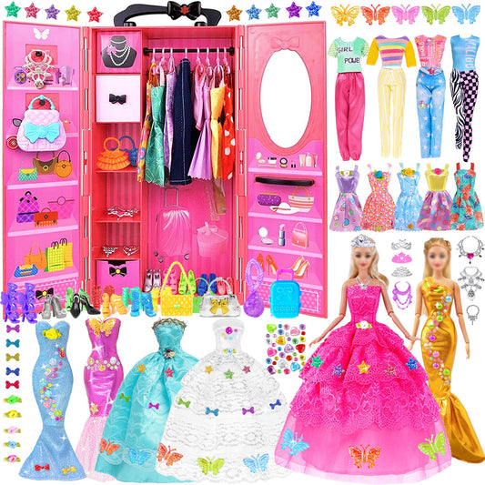 iBayda wardrobe closet open for organized dress-up play and easy outfit changes