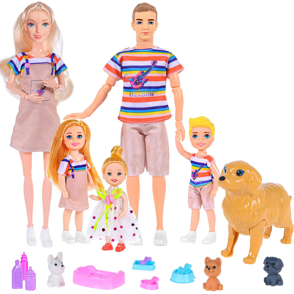 iBayda family dolls with pregnant mom and dad for imaginative role-play scenarios.