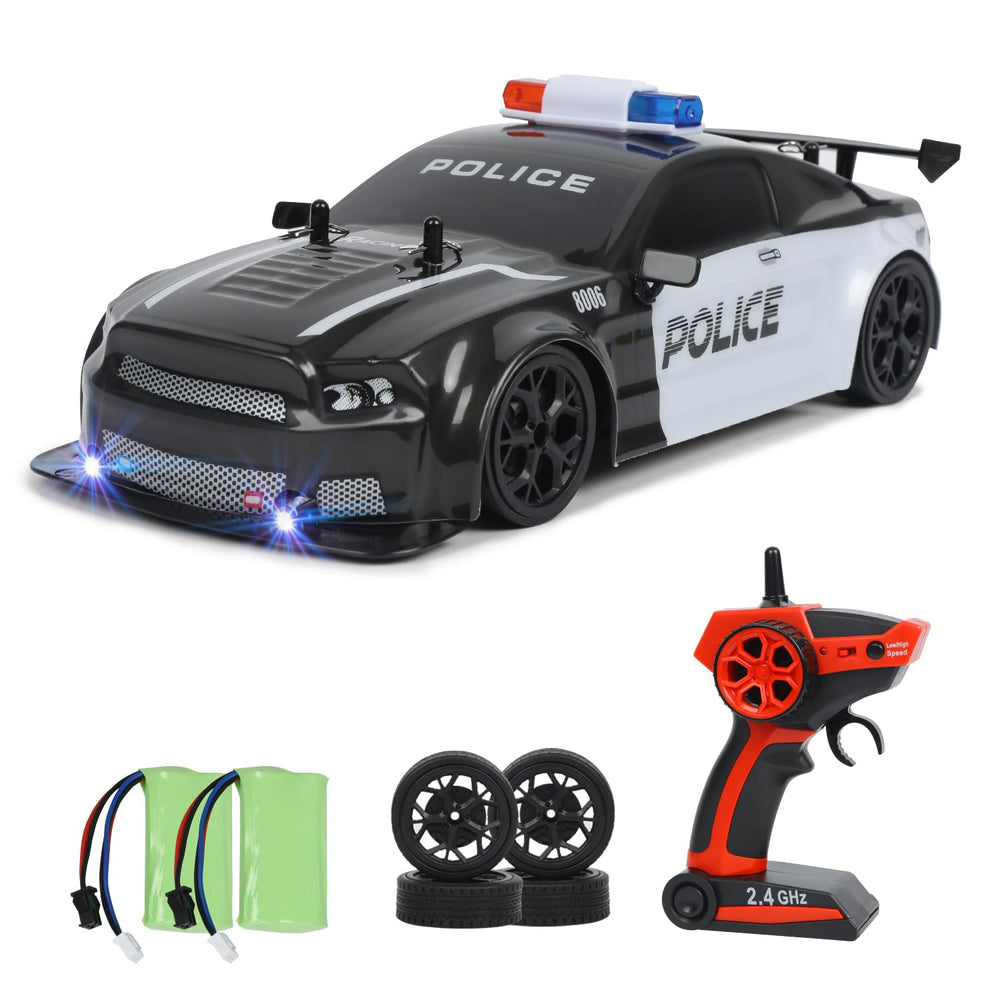 iBlivers RC Drift Police Car shell shows rugged design for durable, imaginative play