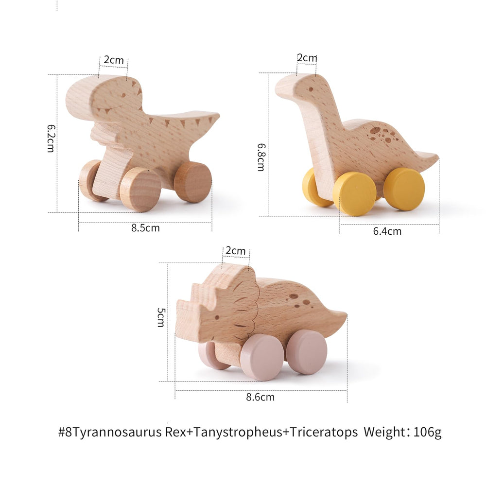 Ibwaae wooden dinosaur car enhances hand-eye coordination during play.