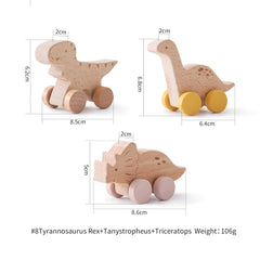 Ibwaae wooden dinosaur car enhances hand-eye coordination during play.