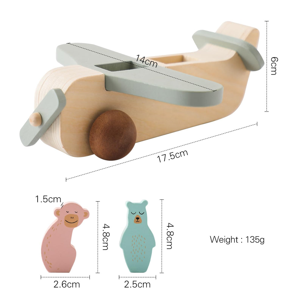 ibwaae wooden airplane toys set child play scene for learning