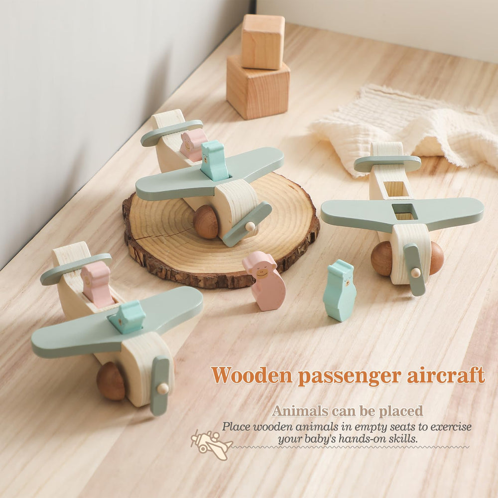 ibwaae wooden airplane toys set multiple planes for imaginative play