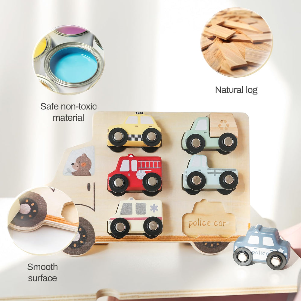 ibwaae wooden cars ambulance: smooth edges ensure safe, tactile exploration during creative play.