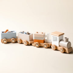 ibwaae wooden train set locomotive, smooth finish for safe toddler play