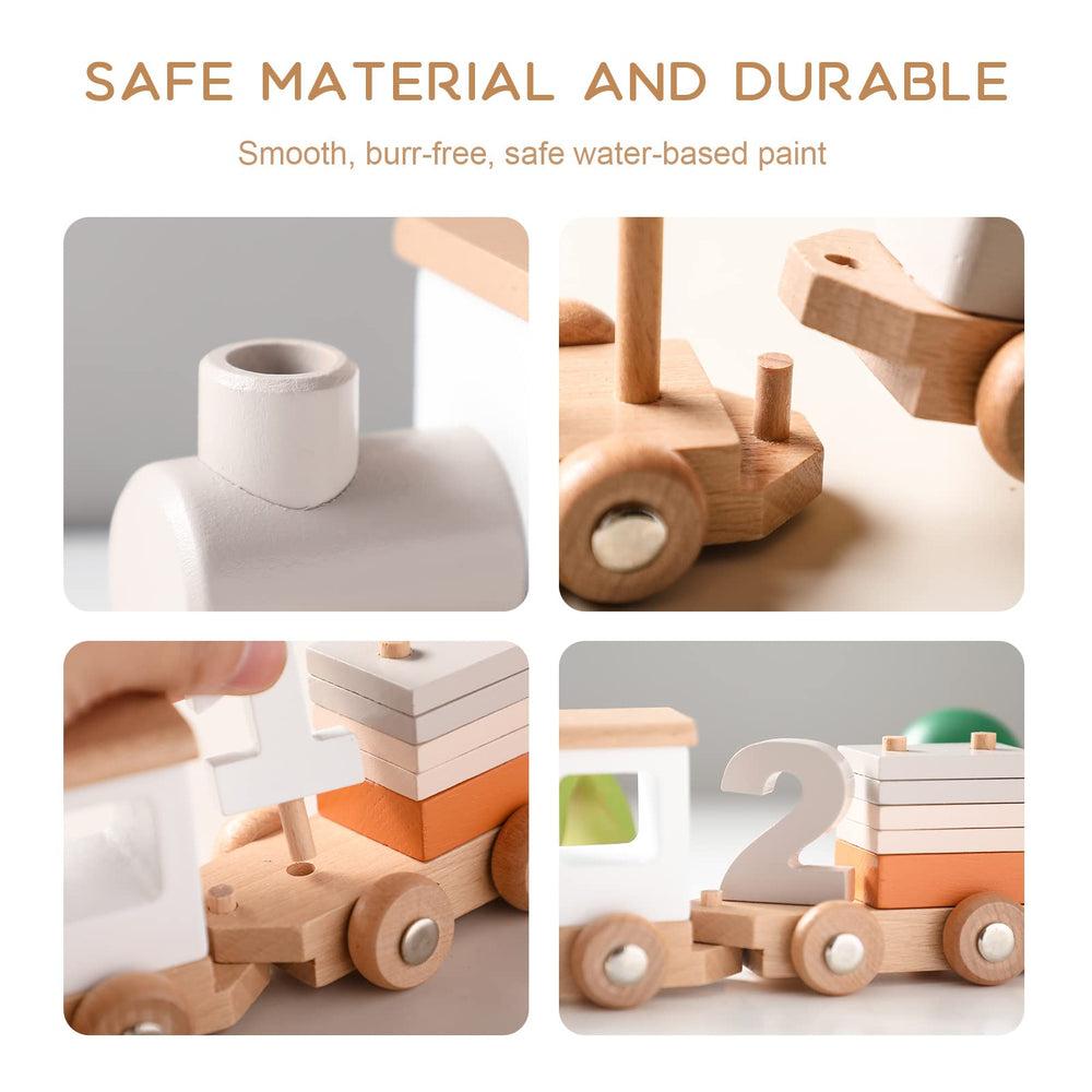 ibwaae wooden train set wagon 3, blocks attach for creative building