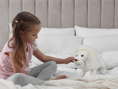 Ice King Bear white lion displayed as a cozy room decor prop
