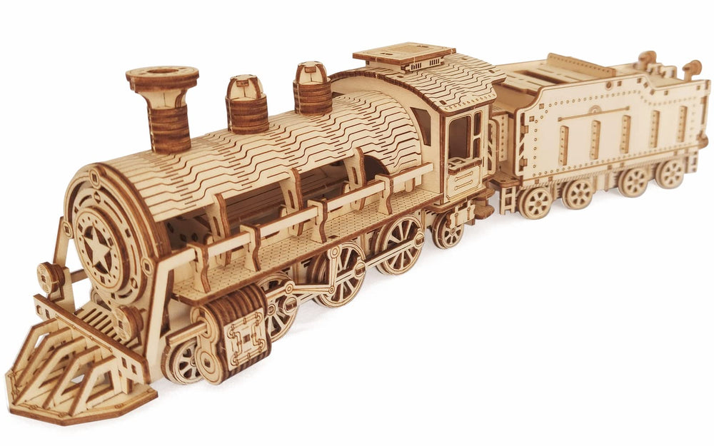 i-CHONY steam train assembled model with intricate wooden detail for display