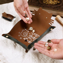 ICoDeesse cat dice tray on table during DND sessions.