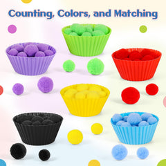 iCraftine pompoms include varied sizes to challenge grasping exercises