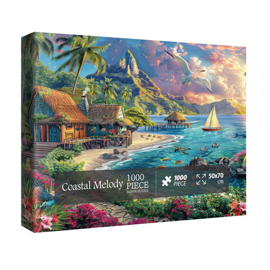 IdeaBazar Beach Ocean Puzzle displays a 1000-piece coastal scene for mindful relaxation.
