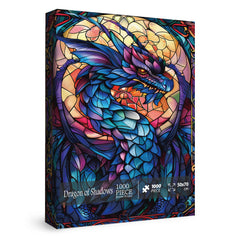 IdeaBazar fantasy dragon puzzle 1000 pieces shows vibrant stained glass colors for focused relaxation