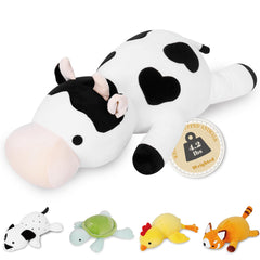 IdeaMeme Cow Weighted Plush 24-inch for comforting hugs and cozy support.