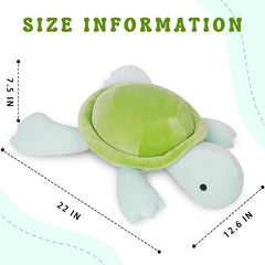 IdeaMeme turtle weighted plush 22 – side profile shows cozy fabric.