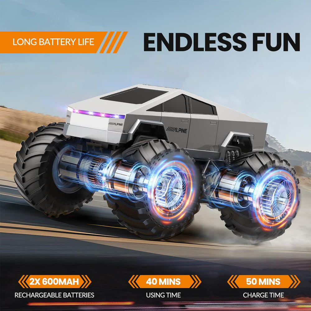 iDrone Cyber RC Truck off-road wheels tackle mud, grass, and sand.