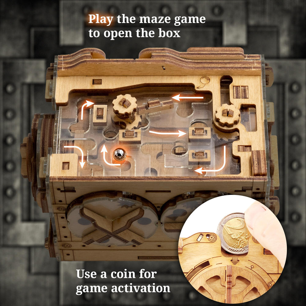iDventure A-maze-ing Safe wooden frame with plexiglass panel details