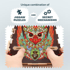 iDventure CluePuzzle wooden 3D puzzle box with laser-cut details