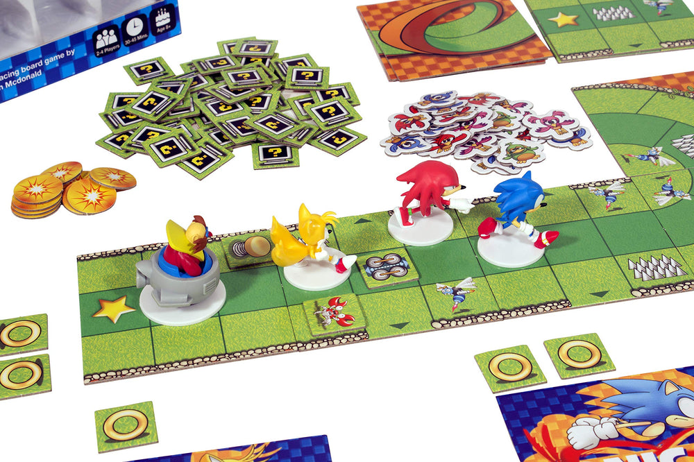 IDW Sonic game box and parts laid out for quick setup and play.