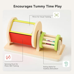 IEATFO tummy time play sensory toy with mirror for baby engagement and neck support.