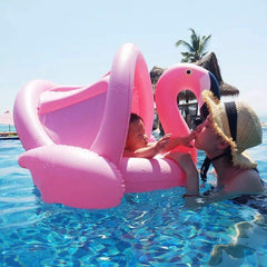 iefoah baby pool float inflated flamingo providing stable support during splash play