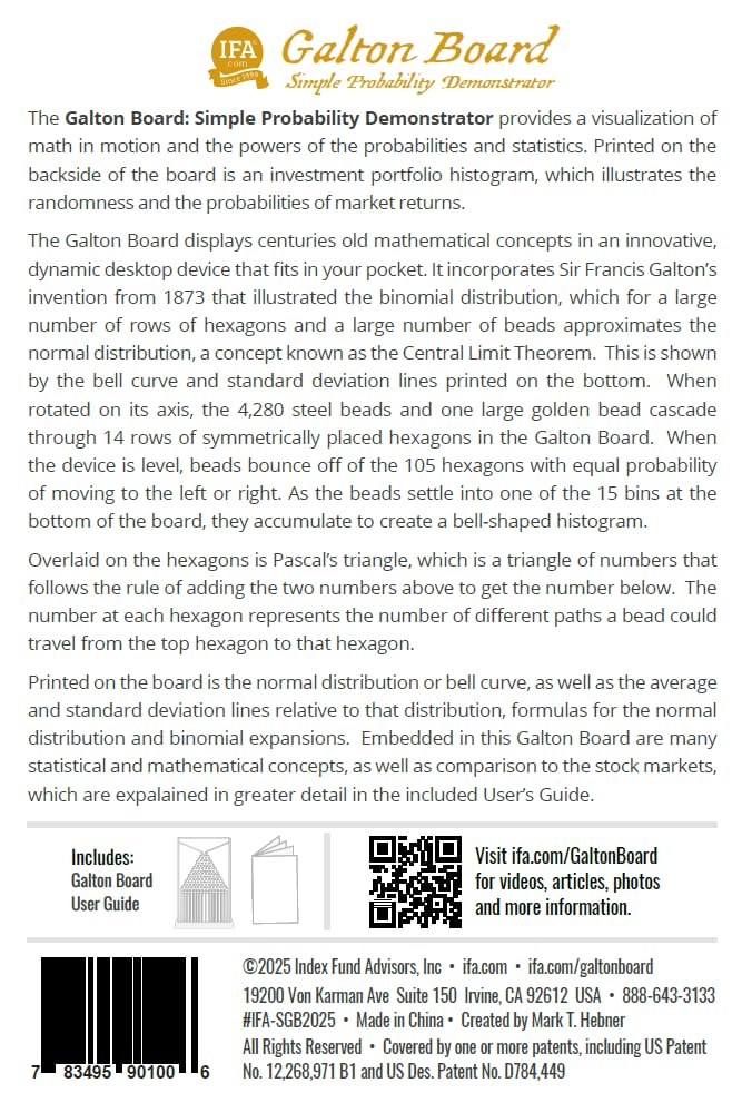 IFA Galton Board Simple Edition dimensions help plan desk placement
