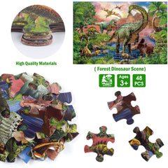 IFLOVE forest dinosaur scene puzzle highlights waterfalls and ferns for curious exploration.
