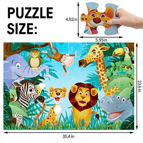 IFLOVE 48-piece puzzle helps preschoolers develop problem-solving and hand-eye coordination.
