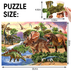 IFLOVE dinosaur puzzle highlights habitats like swamps and volcanoes for exploration