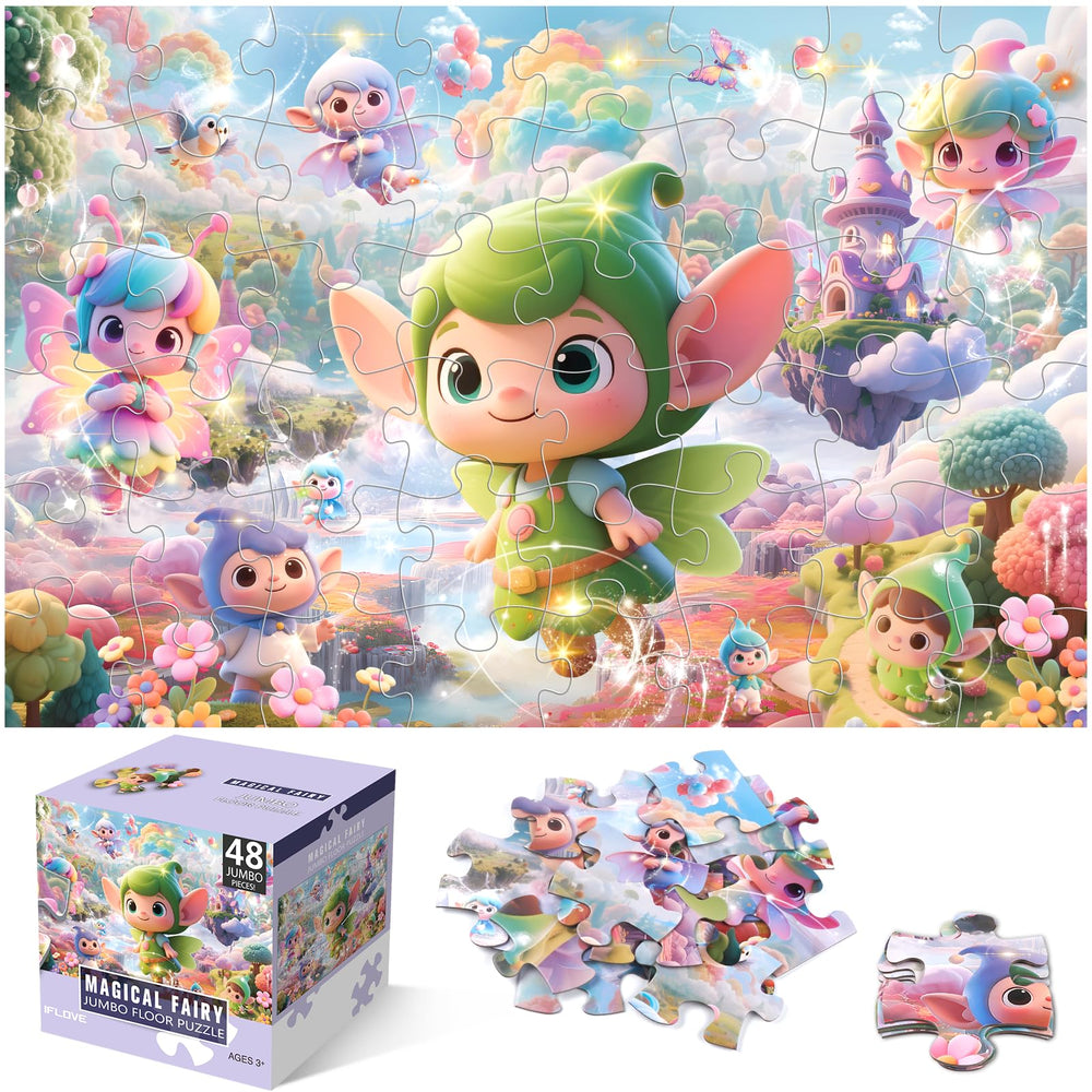 IFLOVE Jumbo Floor Puzzle fairy scene for kids boosts focus during playtime
