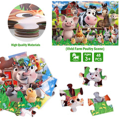 IFLOVE 48-piece farm animals puzzle captivates toddlers with bright colors and engaging farm scenes.