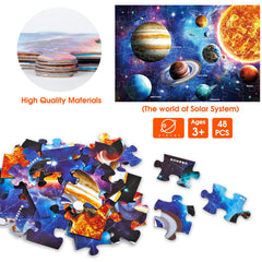 IFLOVE kids playing solar system puzzle during learning activity
