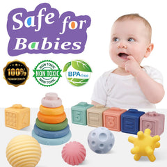IFLOVE soft stacking rings aid grip development and color learning
