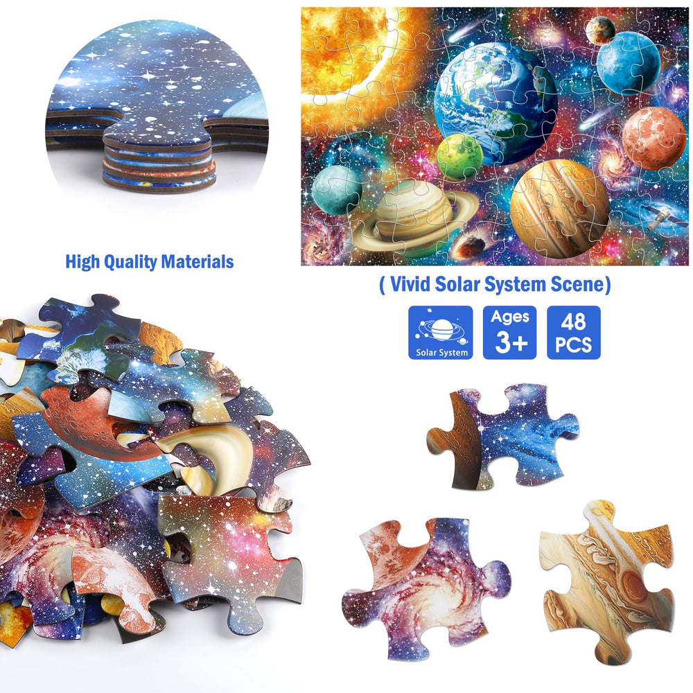 IFLOVE solar system puzzle 48-piece design helps toddlers assemble while learning planetary order