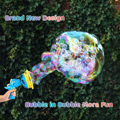 IFLOVE two dinosaur bubble blowers on display for imaginative party fun.