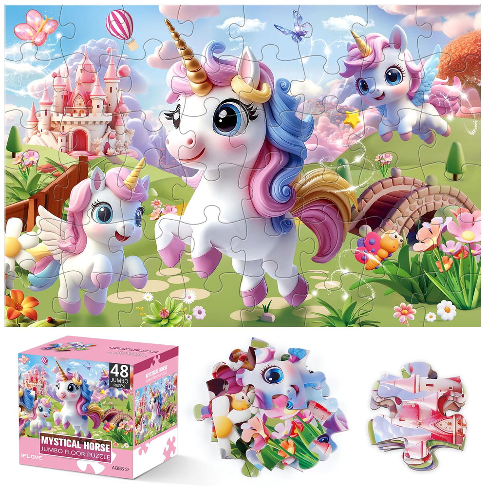 IFLOVE unicorn floor puzzle 48 pieces for engaging learning and play.