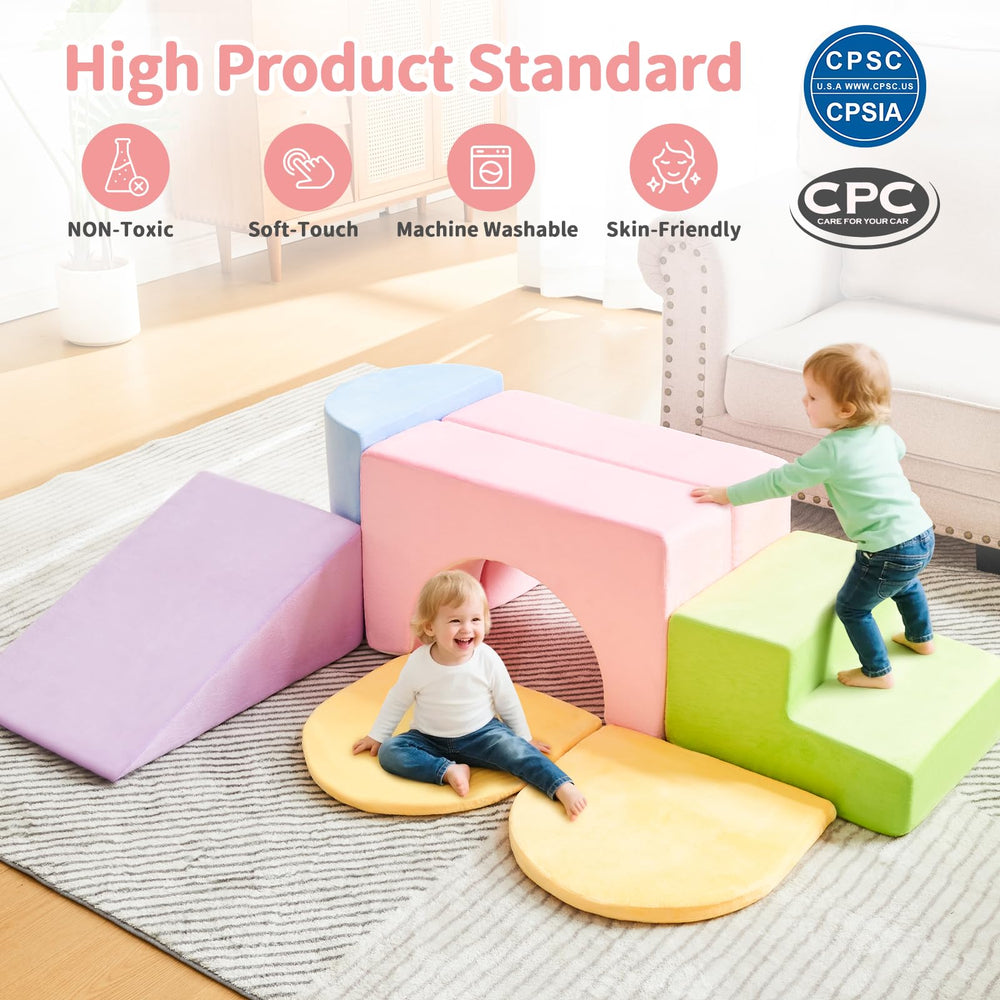 IFNOW yellow semicircular folding pad offers soft landings during play.