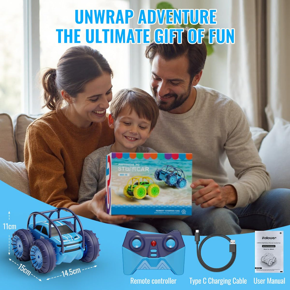 Ifollower Amphibious RC Car all-terrain waterproof design for grass and water play