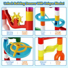 Ifollower Marble Run marble-showcase captures fast rolling action for sensory learning.
