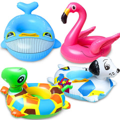 iGeeKid flamingo inflatable pool float with safety handles for toddler confidence.