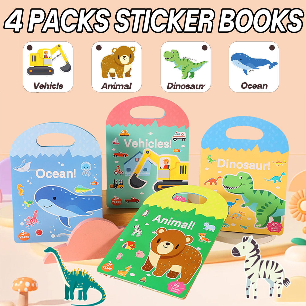 iGetooy 4-set sticker books animals engaging toddlers in learning and recognition.