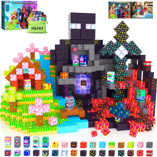IGIVI 150PCS magnetic blocks forest mine design sparks imaginative play