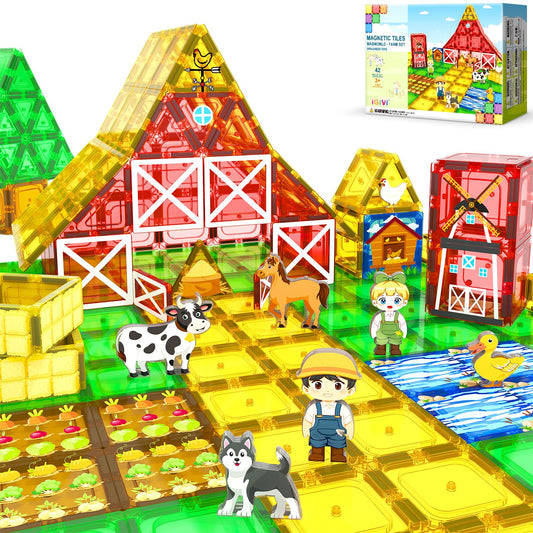 IGIVI farm tiles cows and hens scene for imaginative farm play and storytelling.