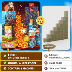 IGIVI Magnetic Blocks 1-inch size promotes safe, sturdy builds.
